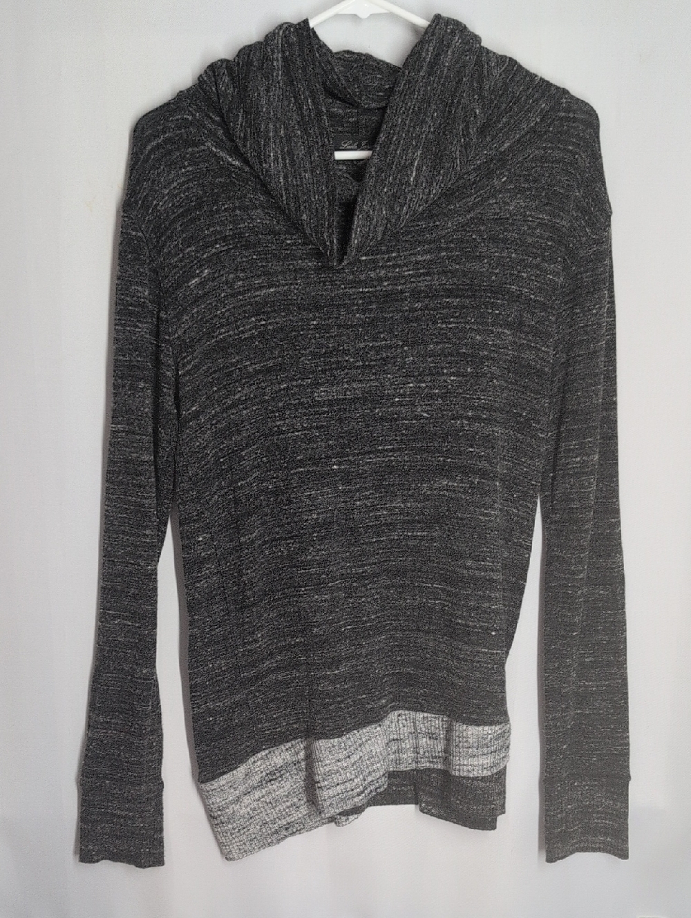 Laila Jayde Charcoal Marled Cowl Neck Soft Stretch Sweater